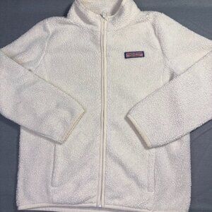 Vineyard Vines Girls Full-Zip Sherpa Fleece Jacket Cream Ivory size M (10-12)